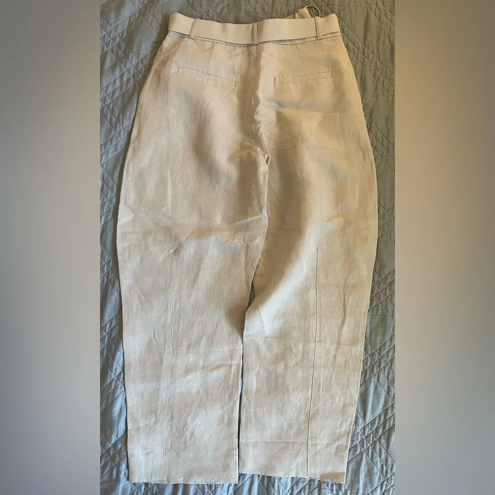 BANANA REPUBLIC HIGH-RISE BARREL TENCEL-LINEN PANT in Lunar Dust Size 4 NWT $140